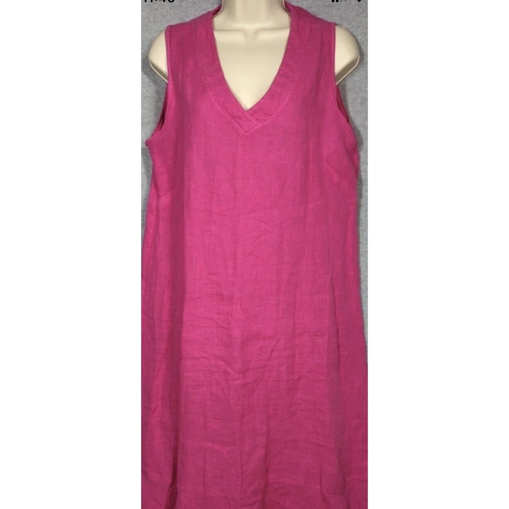 Francesca‎ Bettini 100% Linen Midi Dress Womens Size S Pink Boho Lagenlook Italy